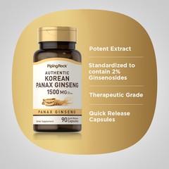 Korean Ginseng Extract | 1500mg | 90 Capsules | Non-GMO | by Piping Rock