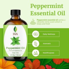 SVA Japanese Peppermint Essential Oil 4 Oz – 100% Pure, Natural & Premium Thera