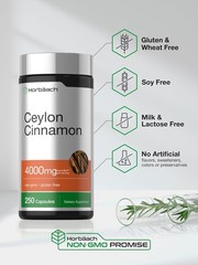 Ceylon Cinnamon Capsules 4000mg | 250 Count | Non-GMO, Gluten Free | by Horbaach