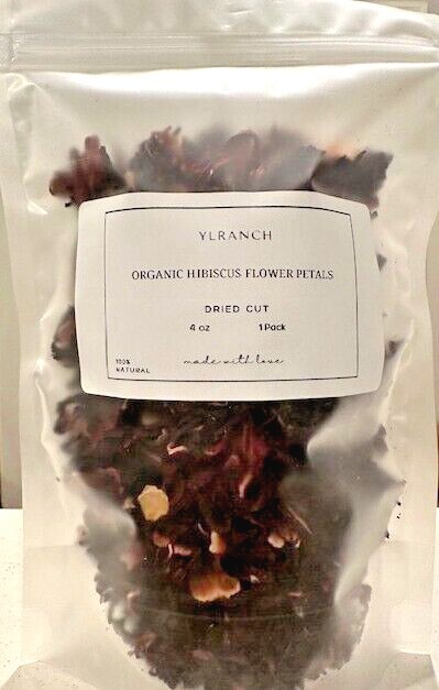 Hibiscus Flower Organic Petals Dried Cut / Farm Fresh Packed USA Free Ship