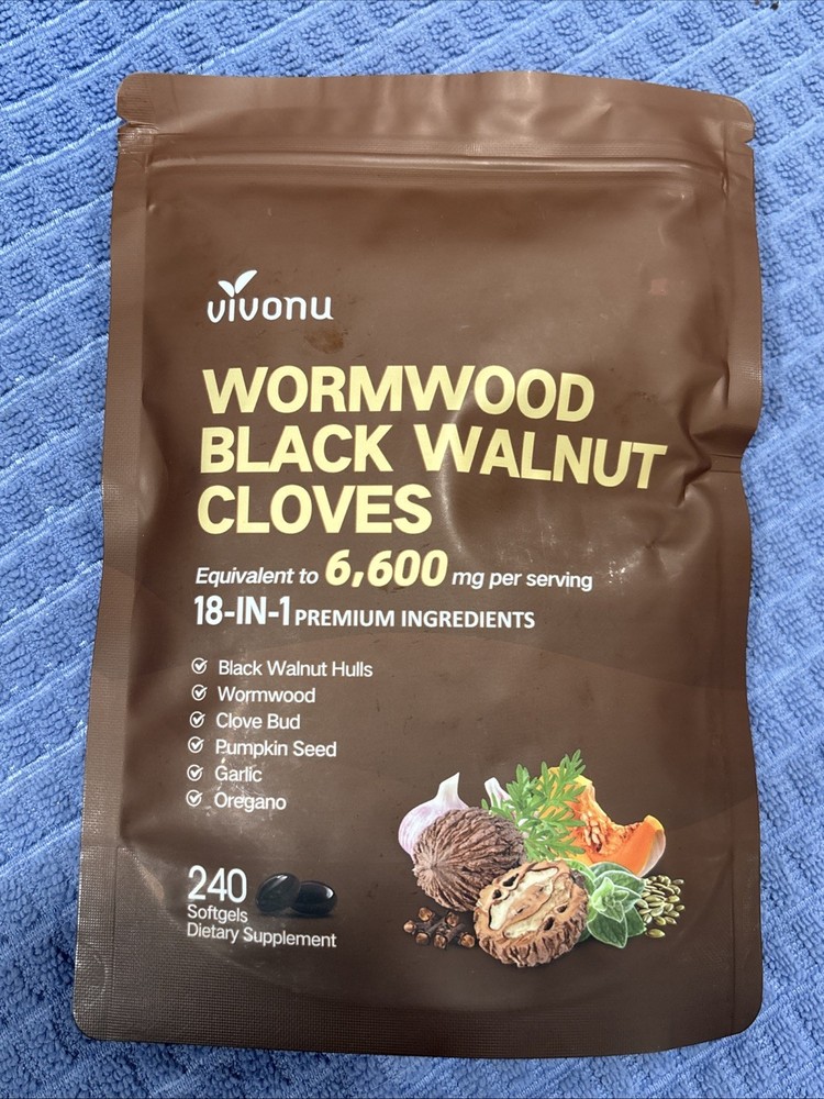 VIVONU 6600mg Wormwood Black Walnut Cloves Herbal Blend 240 Capsules