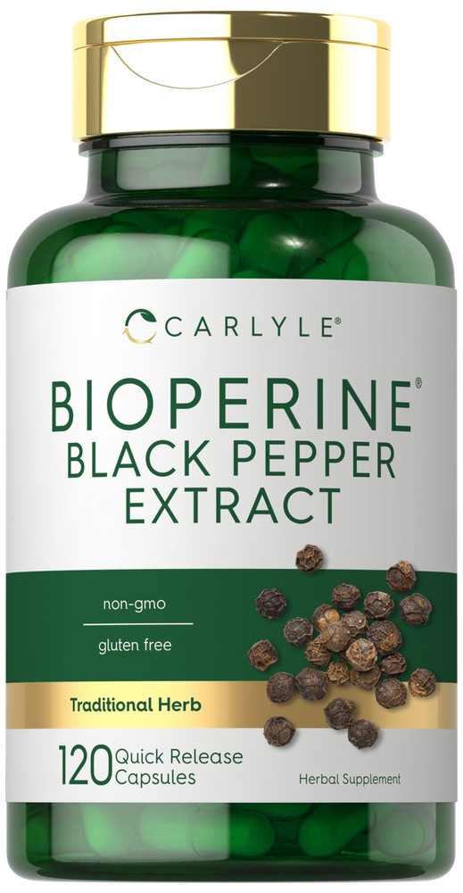 Bioperine Black Pepper Extract 10mg | 120 Capsules | Non-GMO | by Carlyle