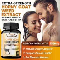 Horny Goat Weed Extract 1560mg – with Maca – Testosterone Booster, Muscle Health