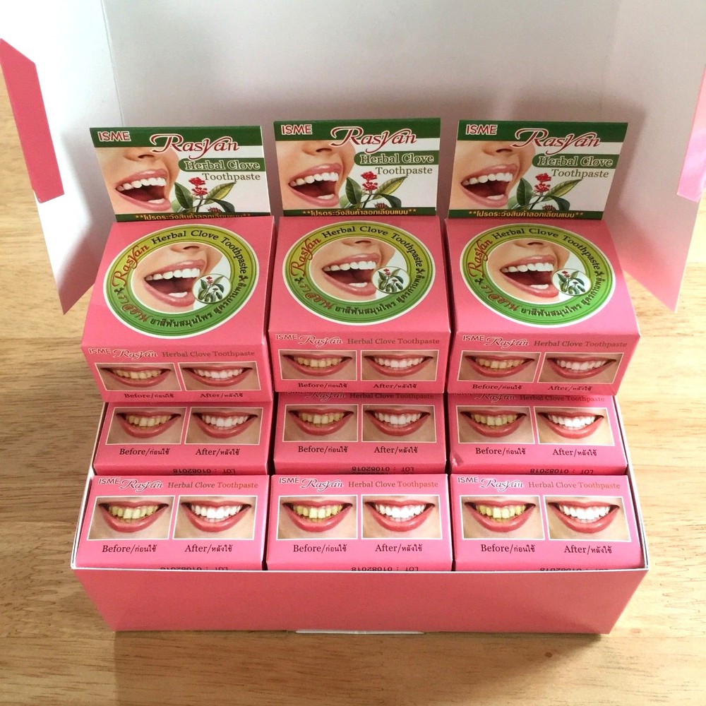 12X Isme Rasyan Nature Herb Clove Toothpaste Whitening Anti-Bacteria Thai Gift