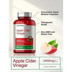 Horbaach Apple Cider Vinegar Capsules 2400mg, Non-GMO , 150 Count