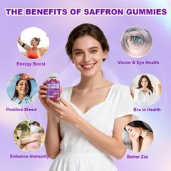 Saffron Gummies, 10-in-1 Saffron Supplements for Kids & Adults with 88.5mg Saffr