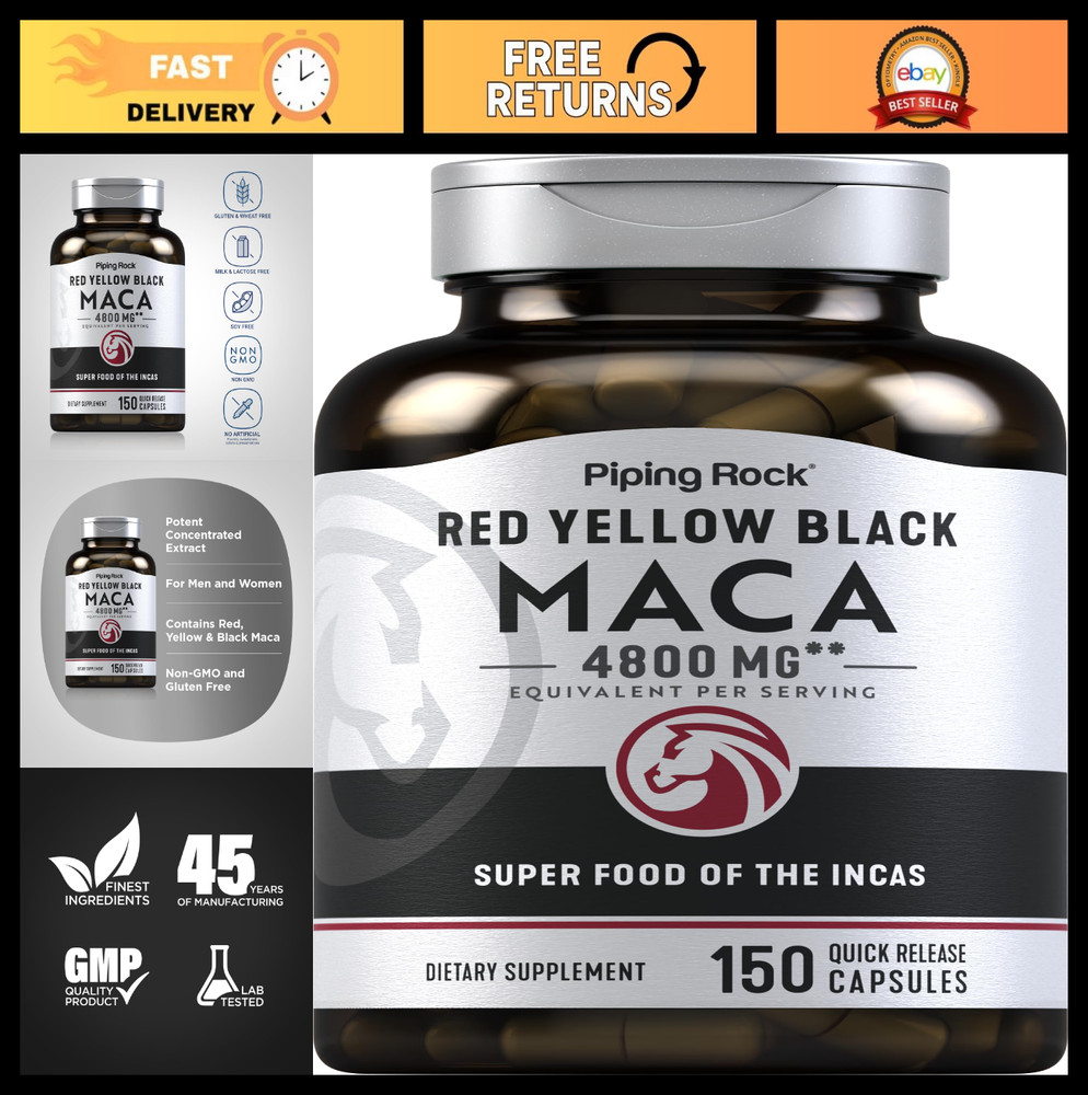 Maca Root Capsules 150 Count | Non-GMO, Gluten Free | Energy & Hormone Support