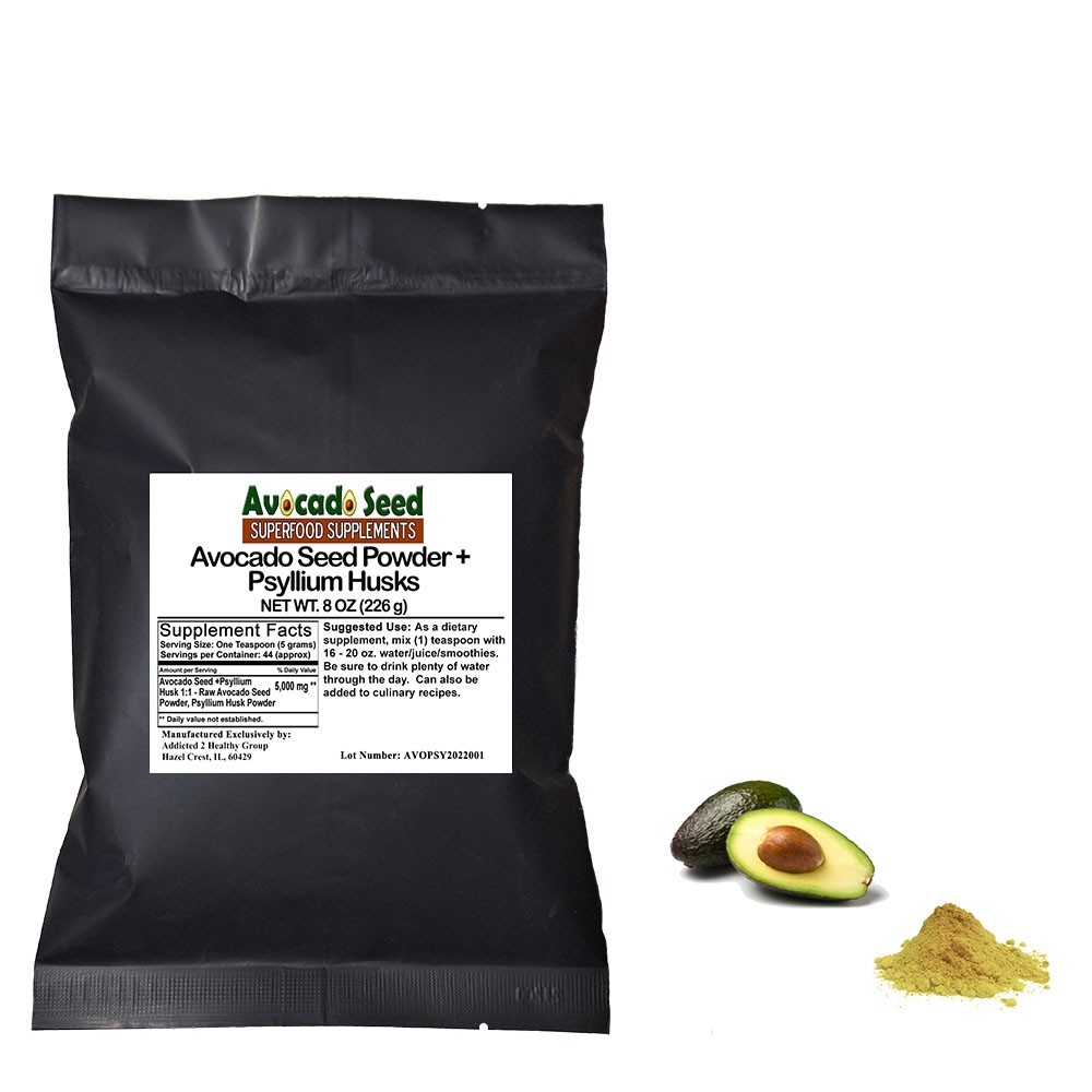 Avocado Seed & Psyllium Husk Fiber Powder 8 oz – Bowel Gut Health & Antioxidant