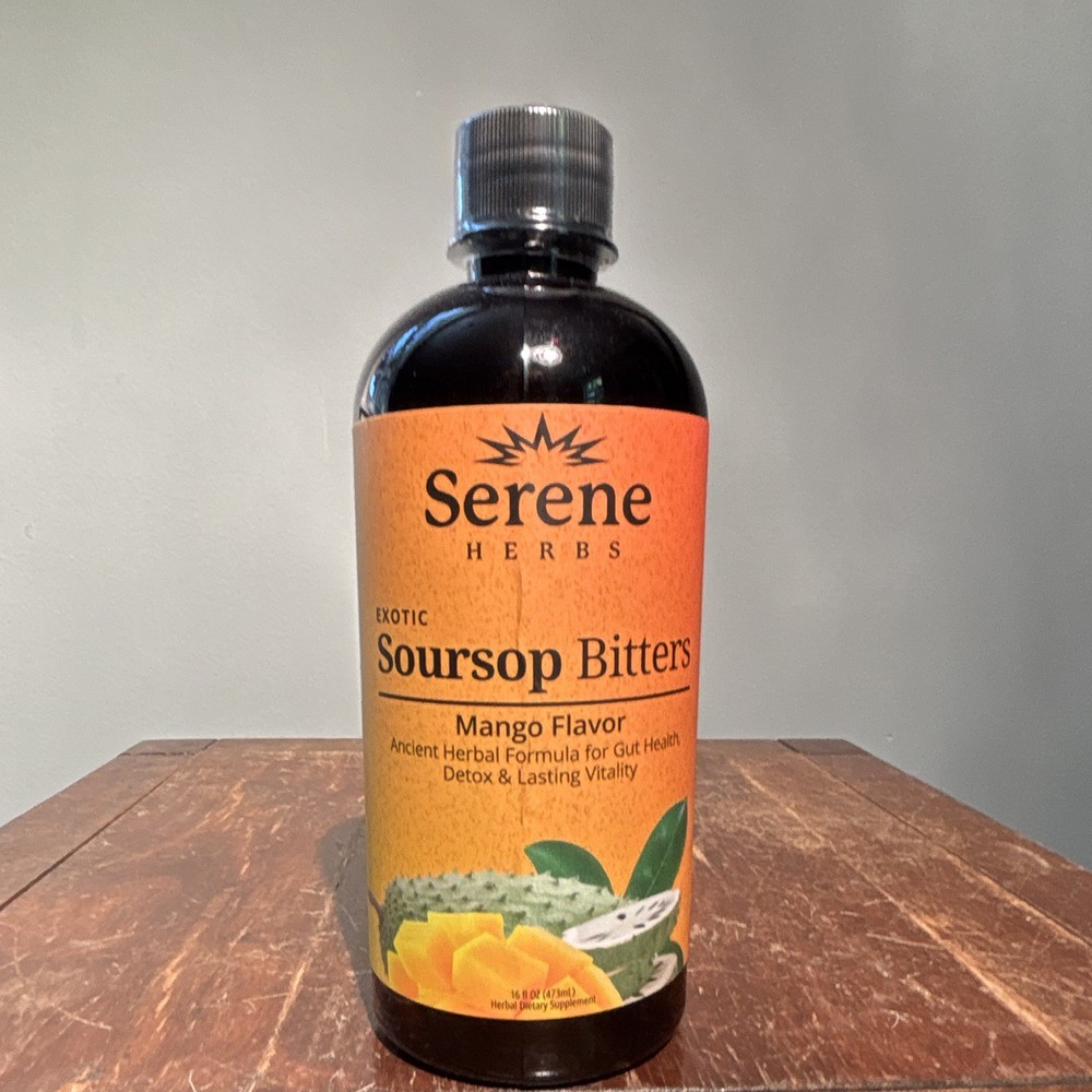 Serene Herbs Exotic Soursop Bitters Mango Sugar-Free Liquid 16 fl oz Gut/Detox