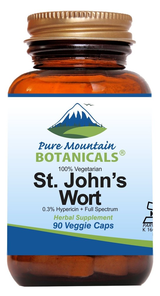 St. John’s Wort – 90 Count Capsules with Standardized 0.3% Hypericin, 450mg