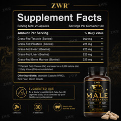 Men’s Health Organ Complex Capsules, Bovine Testicle Liver Heart Prostate