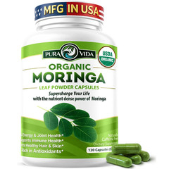 Organic Moringa Capsules 120ct 500mg Pure Leaf Powder Supplement