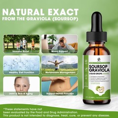 Soursop Graviola Extract Liquid Drops 1800mg Support Regeneration, Immune Boost