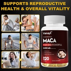 Vanayt 2,000mg Organic Black Red Yellow Maca Root Capsules for Men & Women 120pc