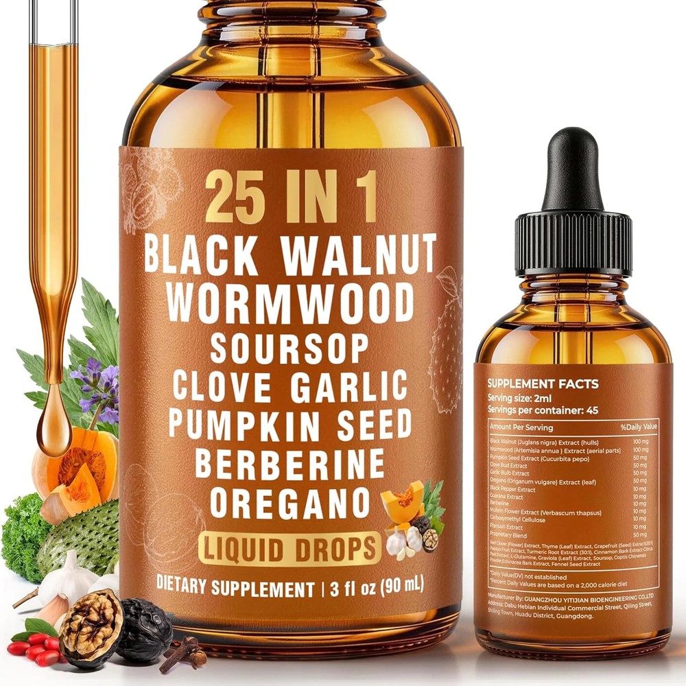 25-in-1 Liposomal Wormwood Black Walnut Clove Parasite Cleanse Drops | Herbal Dr