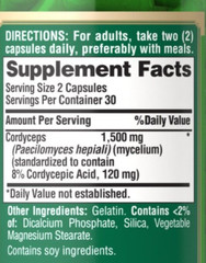 Cordyceps Sinensis Mushroom 1500mg per 2: 60 Caps – Cordycepic Acid by Puritan’s