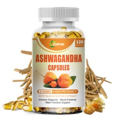 Ashwagandha Capsules w/ Black Pepper Root, Immune & Mood Support, High Potency