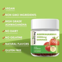Ashwagandha Gummies Extract with Vitamin D2, Stress, Calm Mood & Cognition