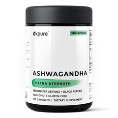 Ashwagandha Organic Herbal Supplement w/ Black Pepper – 1500mg – 120 Capsules