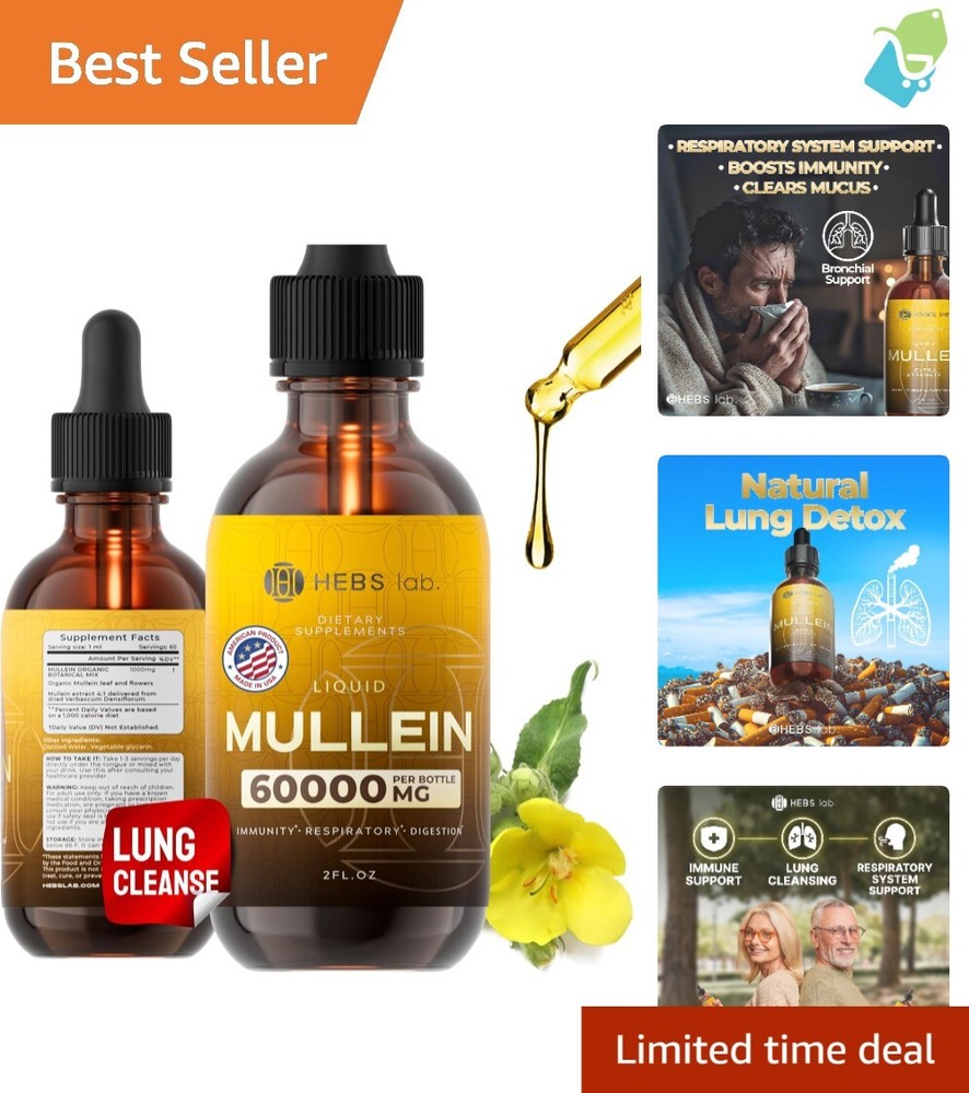 Mullein Drops for Respiratory Health – Natural Herbal Lung Cleanse 2 Fl Oz