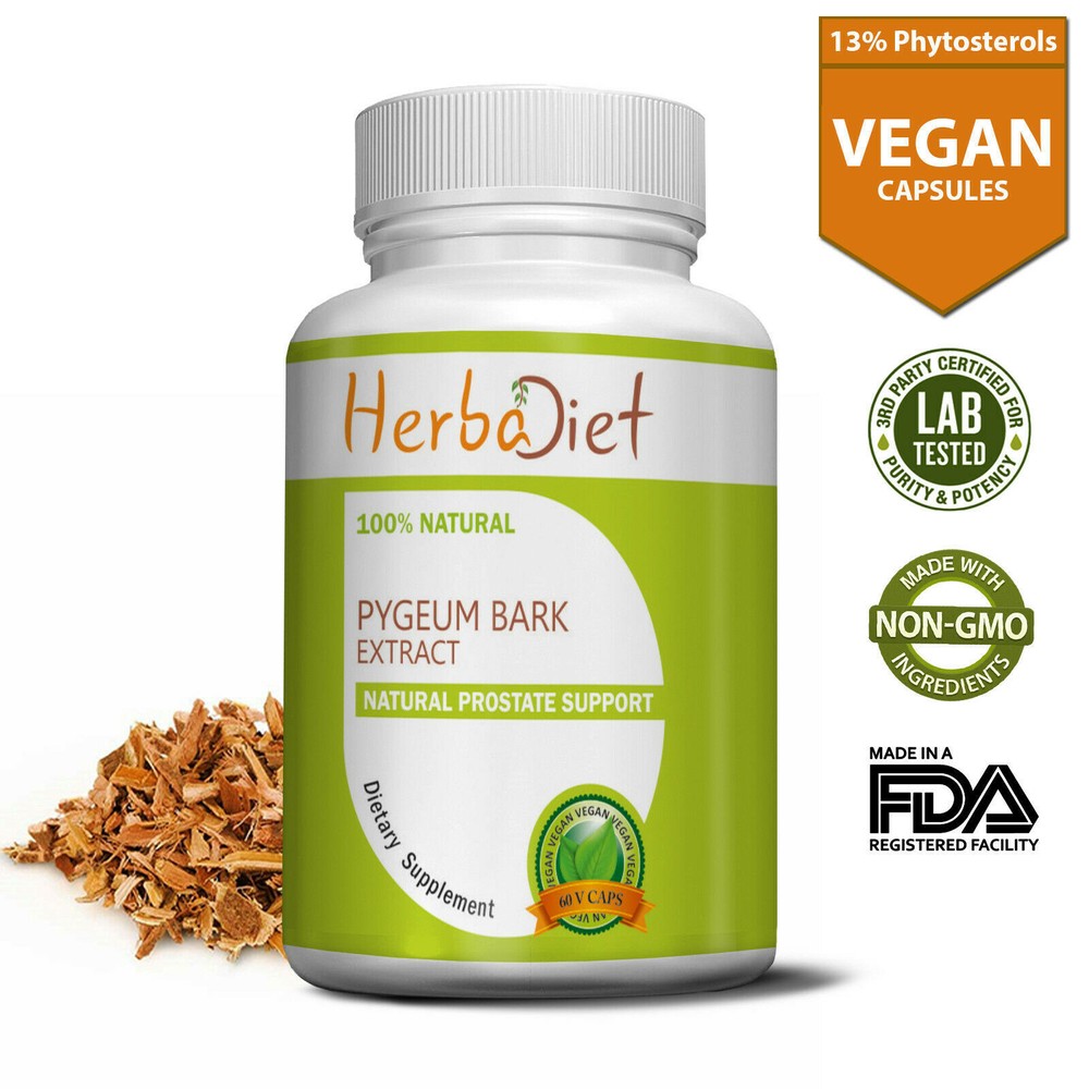Pygeum Bark Extract 120 Vegan Capsules 13% Phytosterols Healthy Prostate Support