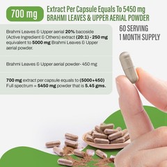 Brahmi Capsules – Bacopa Monnieri – Bacoside – 60 Vege Capsules – 800 Mg Each
