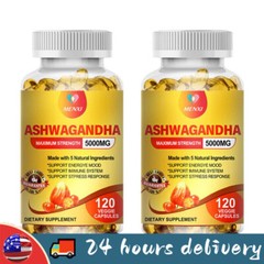 ASHWAGANDHA 5000MG CAPSULES HIGH STRENGTH STRESS FATIGUE ANXIETY RELIEF 240pills