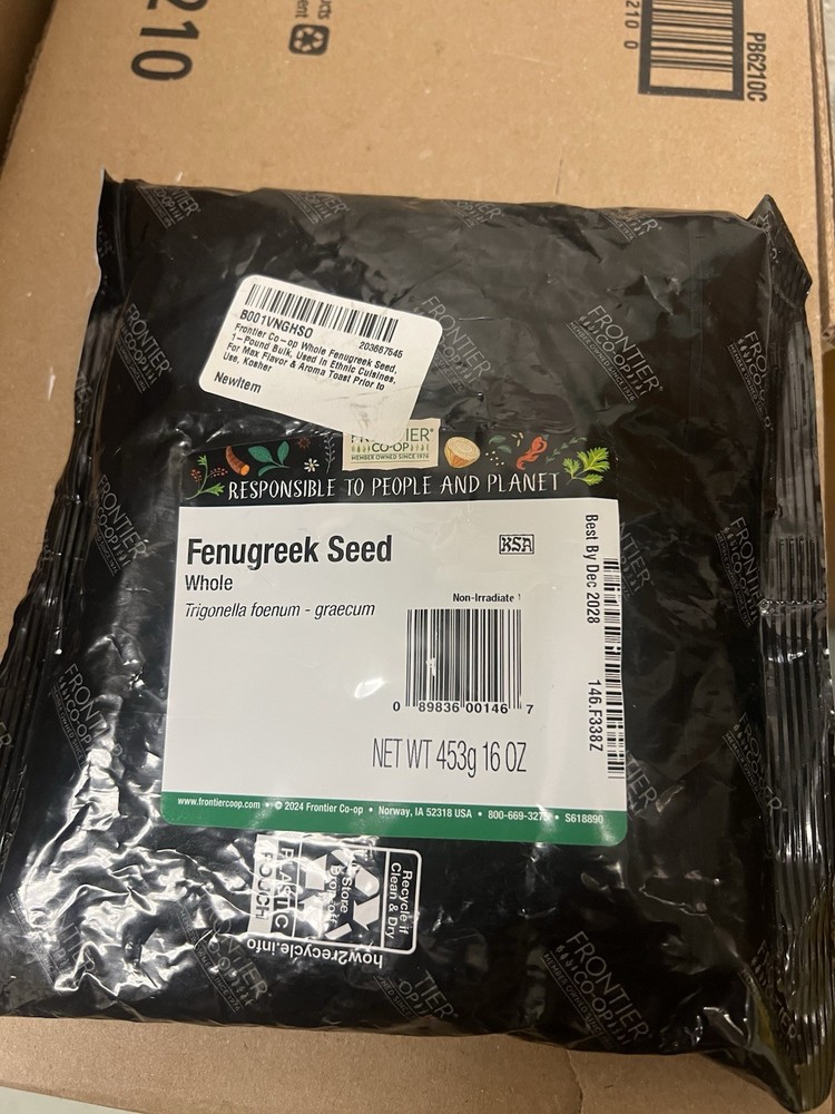 Frontier Whole Fenugreek Seed 16 oz (453 g) 12/2028