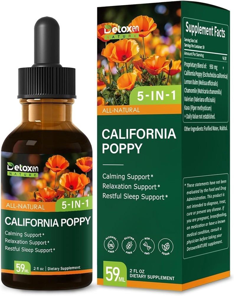 Herbal Drops, Natural California Poppy Extract for Calming Support, Relaxatio…