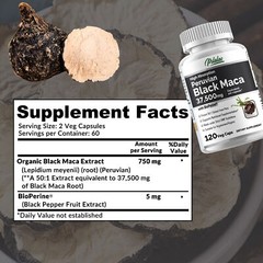 Peruvian Black Maca 37500mg – Natural Energy Booster, Testosterone Support