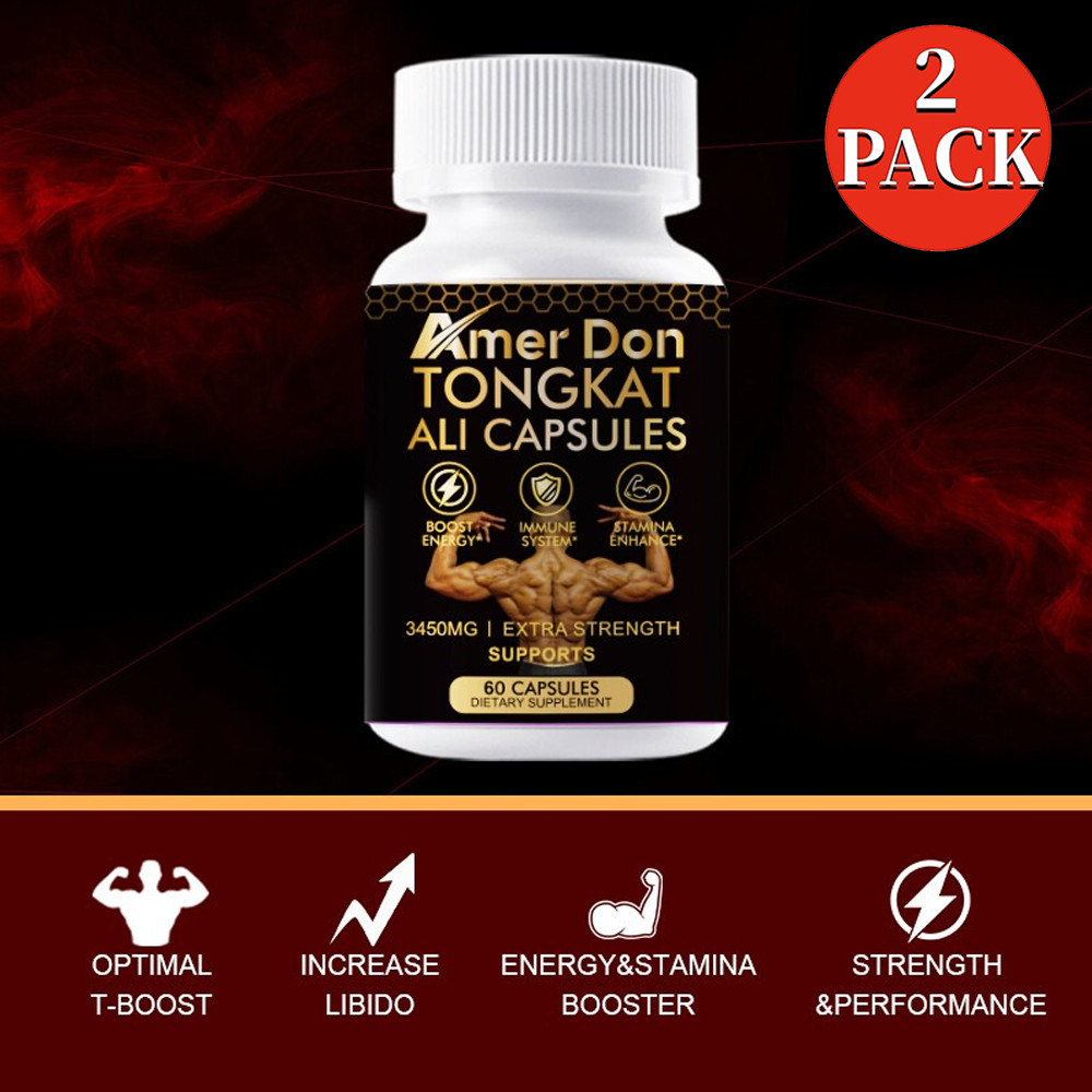 2 Packs Tongkat Al Extract 200:1, Longjack, 3450mg Per Serving – 60 Veg Capsules