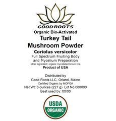 Turkey Tail Mushroom Powder Organic USA grown Bio-Active Full Spectrum 8 oz