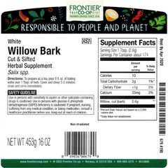 Frontier White Willow Bark 16oz – Herbal Tea for Joint Relief & Wellness
