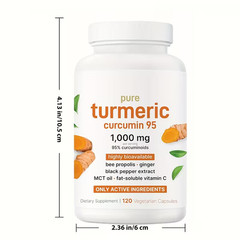 120 Capsules Turmeric Curcumin 1000mg Herbal Extract with BioPerine Men & Women
