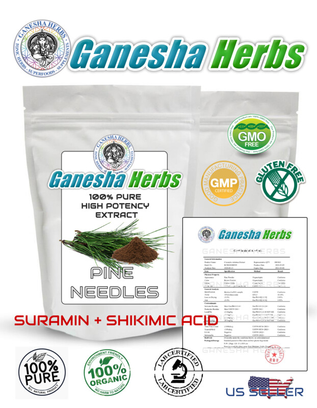 100% PURE PINE NEEDLE CONCENTRATED 10:1 EXTRACT POWDER SURAMIN SHIKIMIC ACID