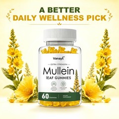 60 Count Mullein Gummies for Lung Cleanse, 2000mg Organic Mullein Leaf Extract