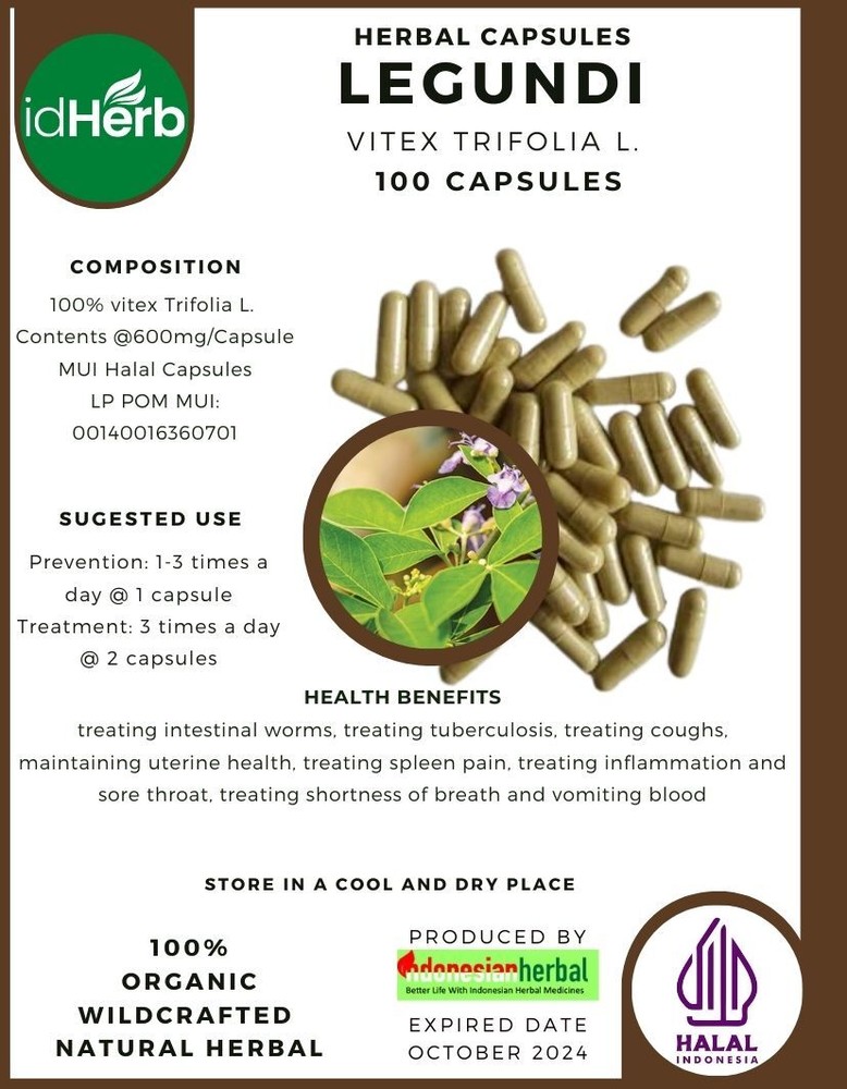 [idHerb] 100-500 Herbal CAPSULES Legundi vitex Trifolia L