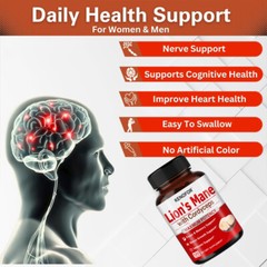 Lion’s Mane Supplement-Brain Booster,Support Focus, Cognition, Memory & Immunity