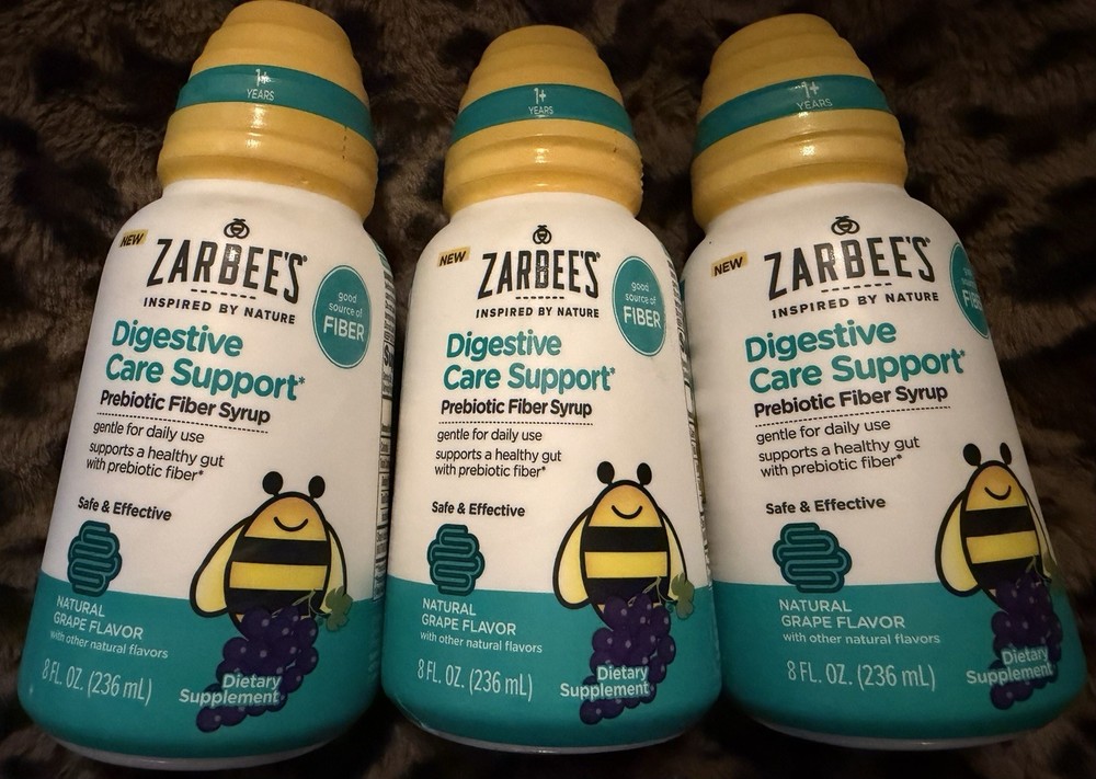 4 Zarbee’s Children’s Digestive Care Support Prebiotic Fiber Syrup Grape 8oz