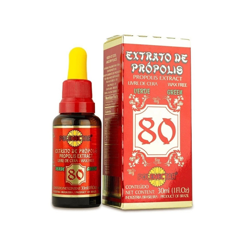 POLENECTAR Propolis Extract Brazilian Green Wax Free 80 Bee Case 24x 30 mL