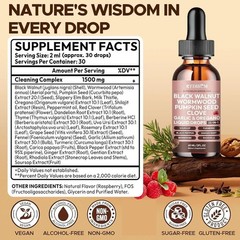 2 Pack 24 in 1 Black Walnut Wormwood Tincture – Clove,Pumpkin Seed,Garlic,Oregan