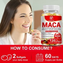 Maca Root Capsules 8050mg |120 Pills | Red, Yellow,Black Maca Supplements