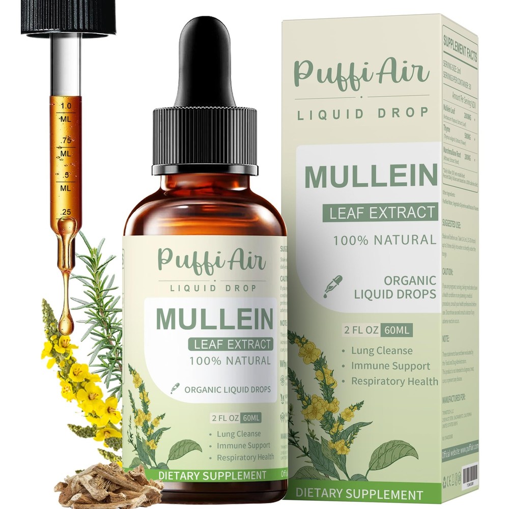 Mullein Drops for Lungs with Mullein Leaf, Thyme & Marshmallow Root – Lung Cl…