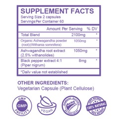 KSM-66 World’s Best Ashwagandha Root Extract 2100mg 120 Vegetarian Capsules