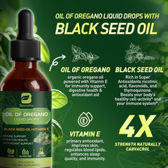 B BEWOTHS Organic Oregano Oil Drops | Oil of Oregano with Black Seed Oil, Vitami