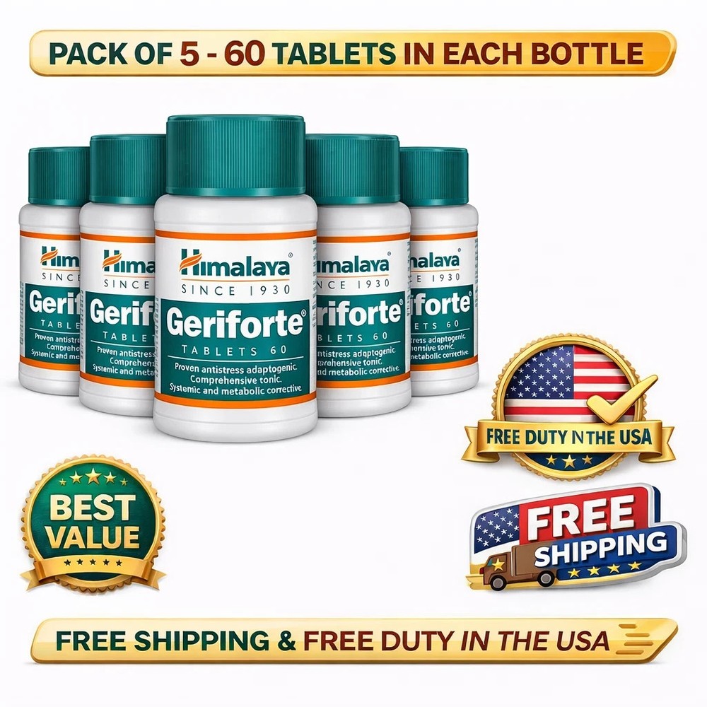 Himalaya Geriforte 60 Tabs x5 | Stress & Immunity Support | Exp 12/2028