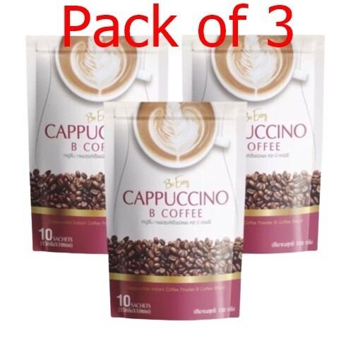 Pack of 3 Instant Coffee Cappuccino Powder Be Easy Healthy Weight Control 70Kcal