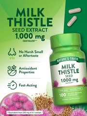 Milk Thistle Capsules 1000mg | 100 Count | Seed Extract | by Nature’s Truth