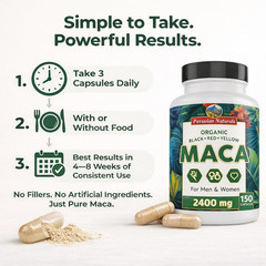 Organic Maca Root Capsules for Women & Men 2400Mg per Serving – 150 Pills Black,