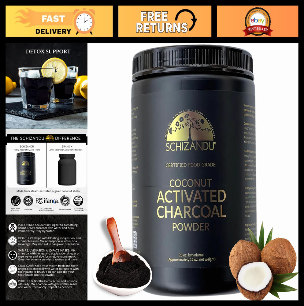 Organic Activated Charcoal Powder – Natural Vegan, GMO-Free, 25 oz Large Bottle